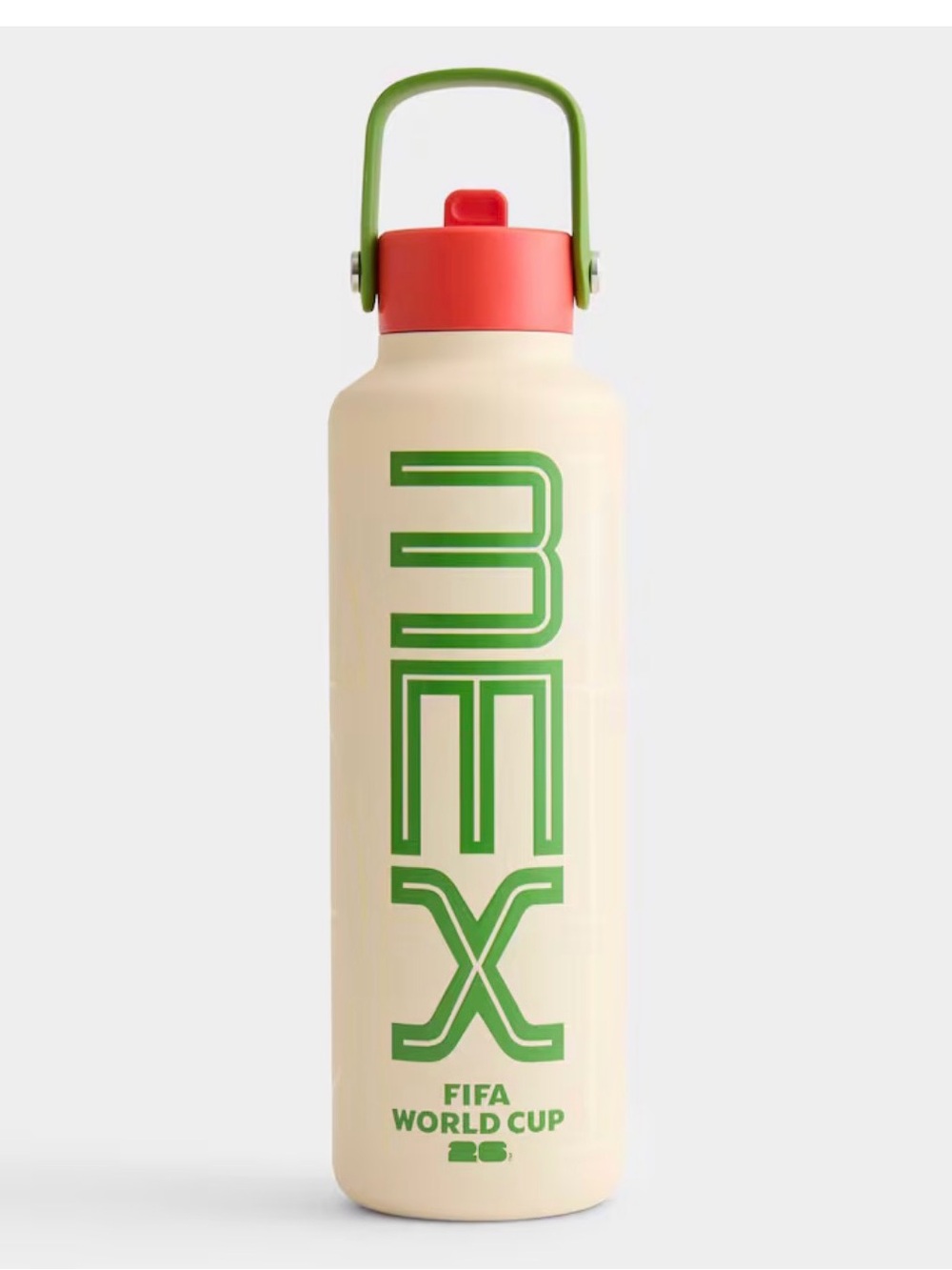 MEX FIFA World Cup Cream & Green Insulated Bottle 24 oz with Coral Cap